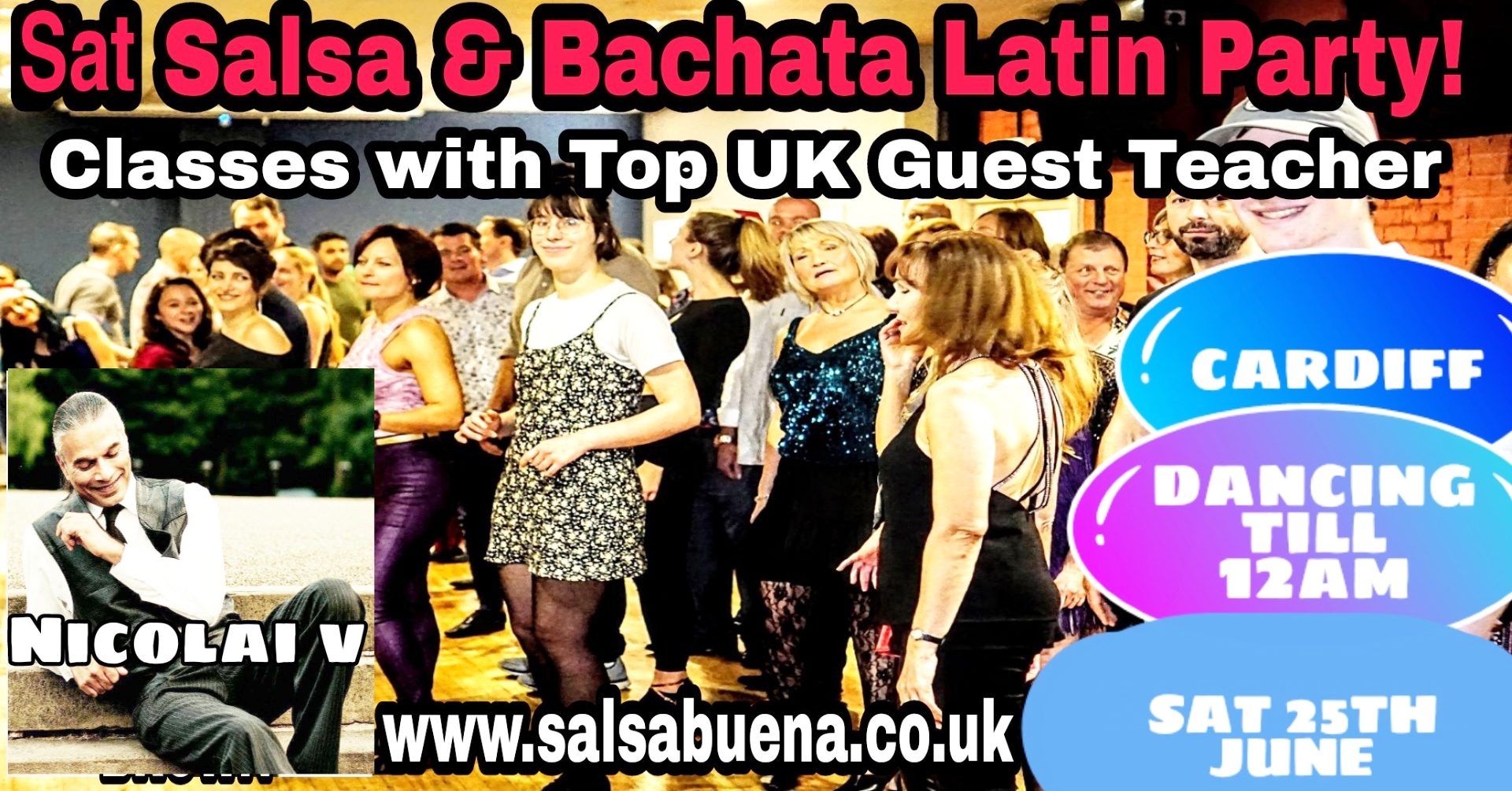 Saturday Salsa & Bachata Latin Party Cardiff with TOP guest NICOLAI V!