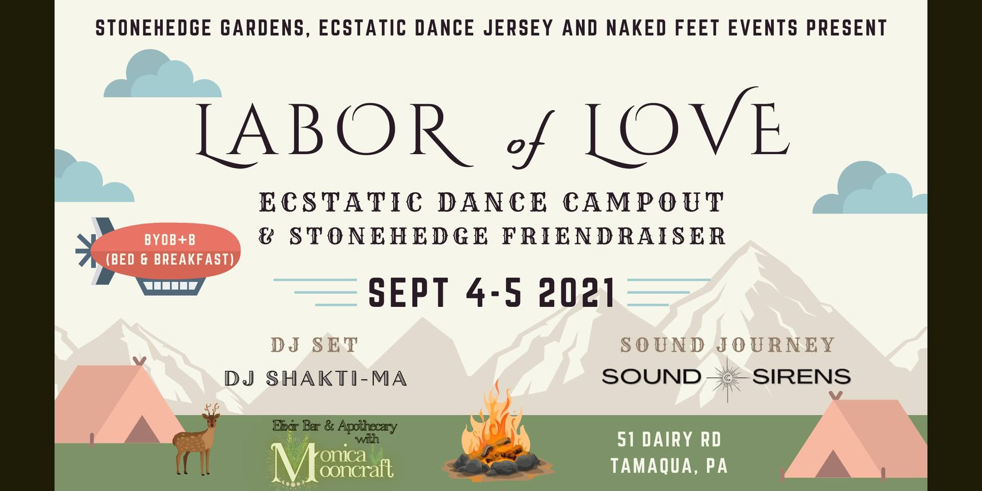 Labor of Love Ecstatic DanceS Campout: STONEHEDGE GARDENS FunFriendraiser on Labor Day Weekend!
