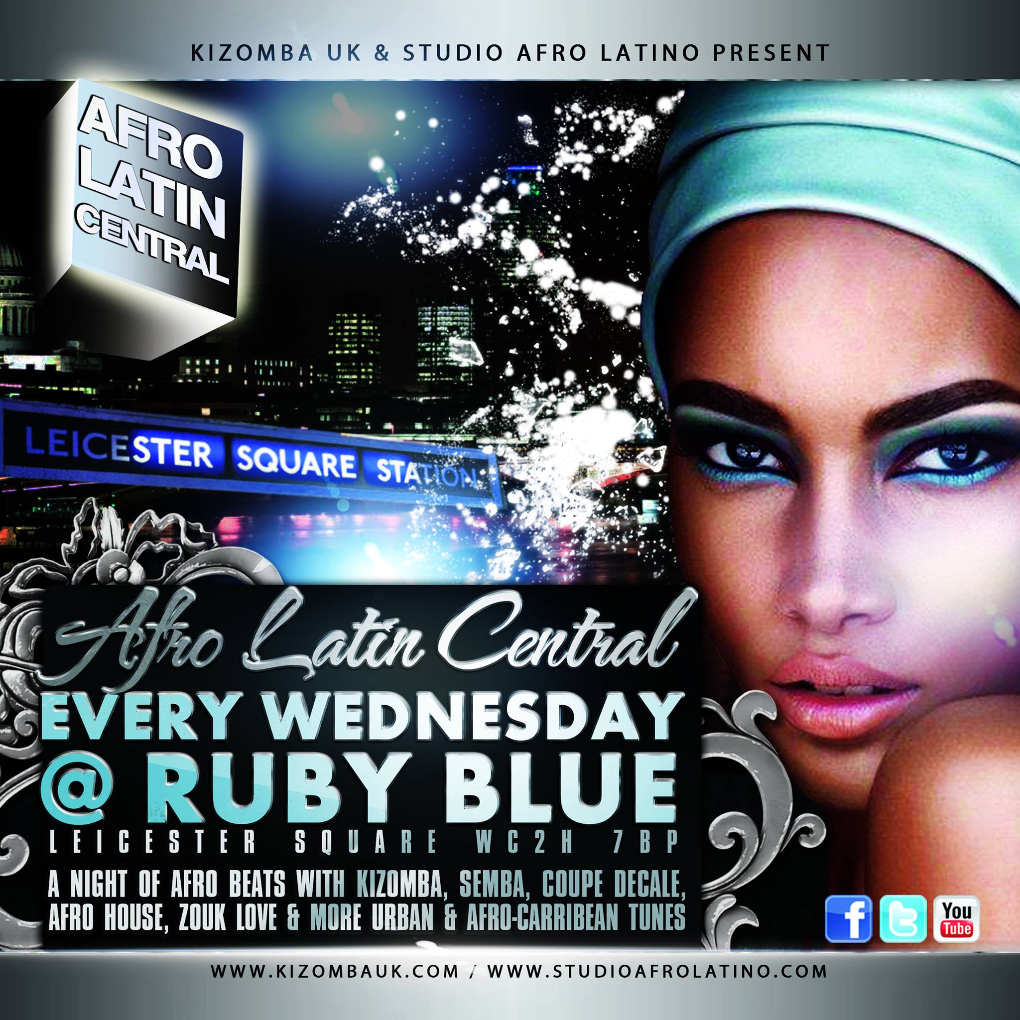 Afro Latin Central, every Wednesday @ Ruby Blue, Leicester Sq. WED 25 SEPTEMBER: THE BLUE PARTY: DJ B - DJ BABACAR - DJ FABIO - DJ DAVID B
