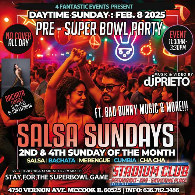 Official Super Bowl Pre-Party Salsa Sunday @ Stadium Club