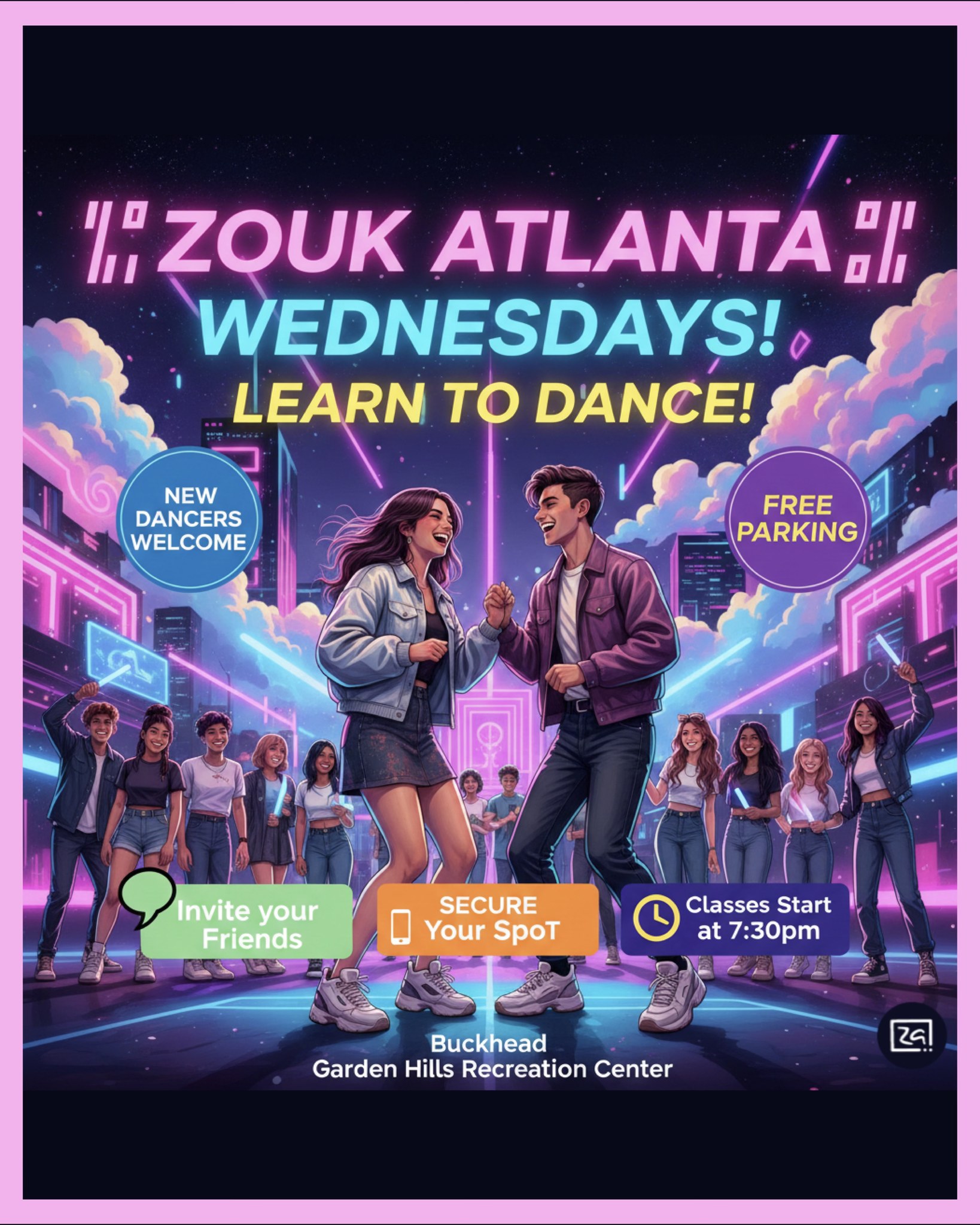Learn to Dance at Zouk Atlanta! Buckhead Brazilian Zouk Classes & Party Beginner ↗️ Advanced ❤️