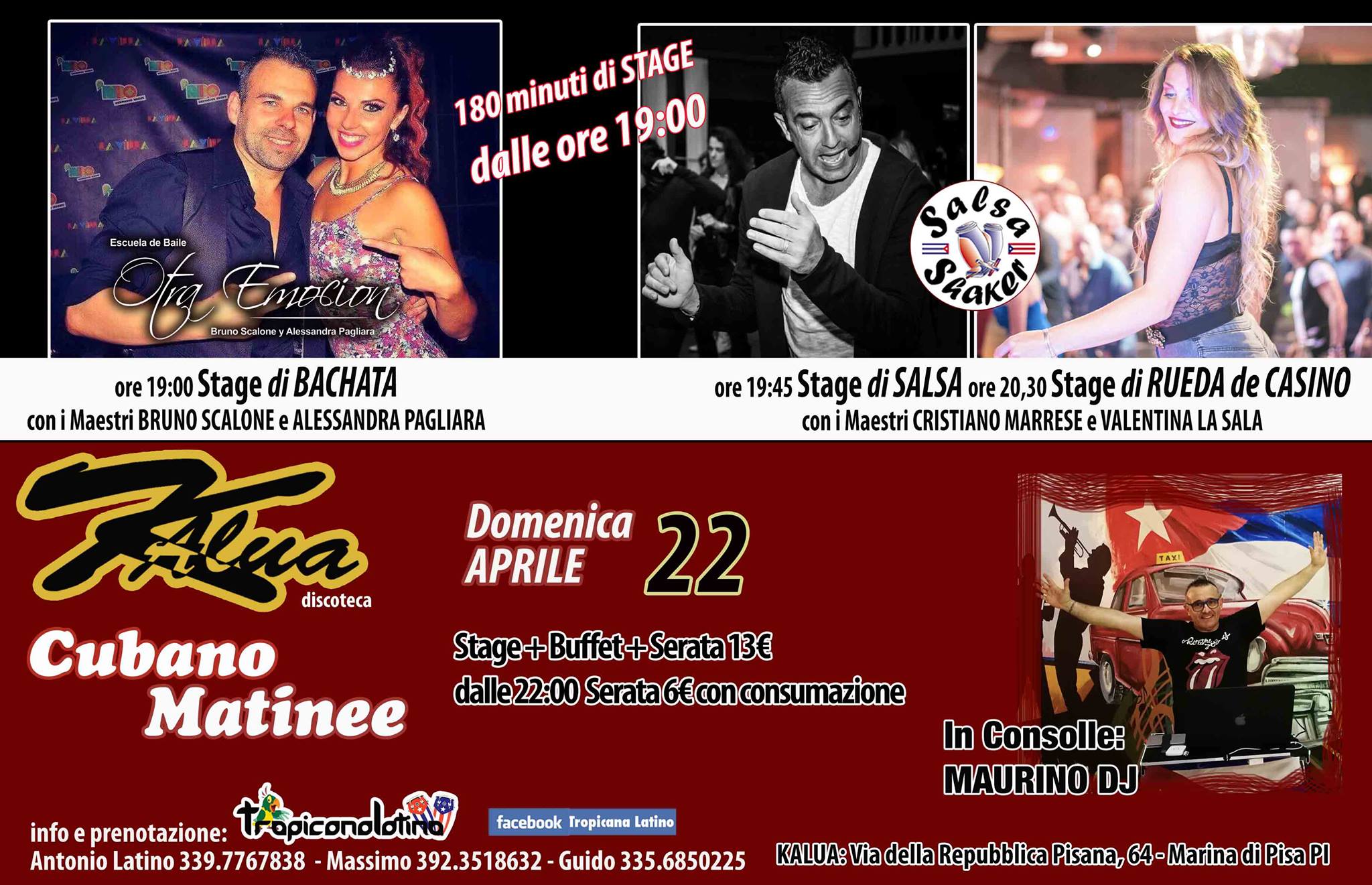 Matinee Cubano la domenica Latina del Kalua