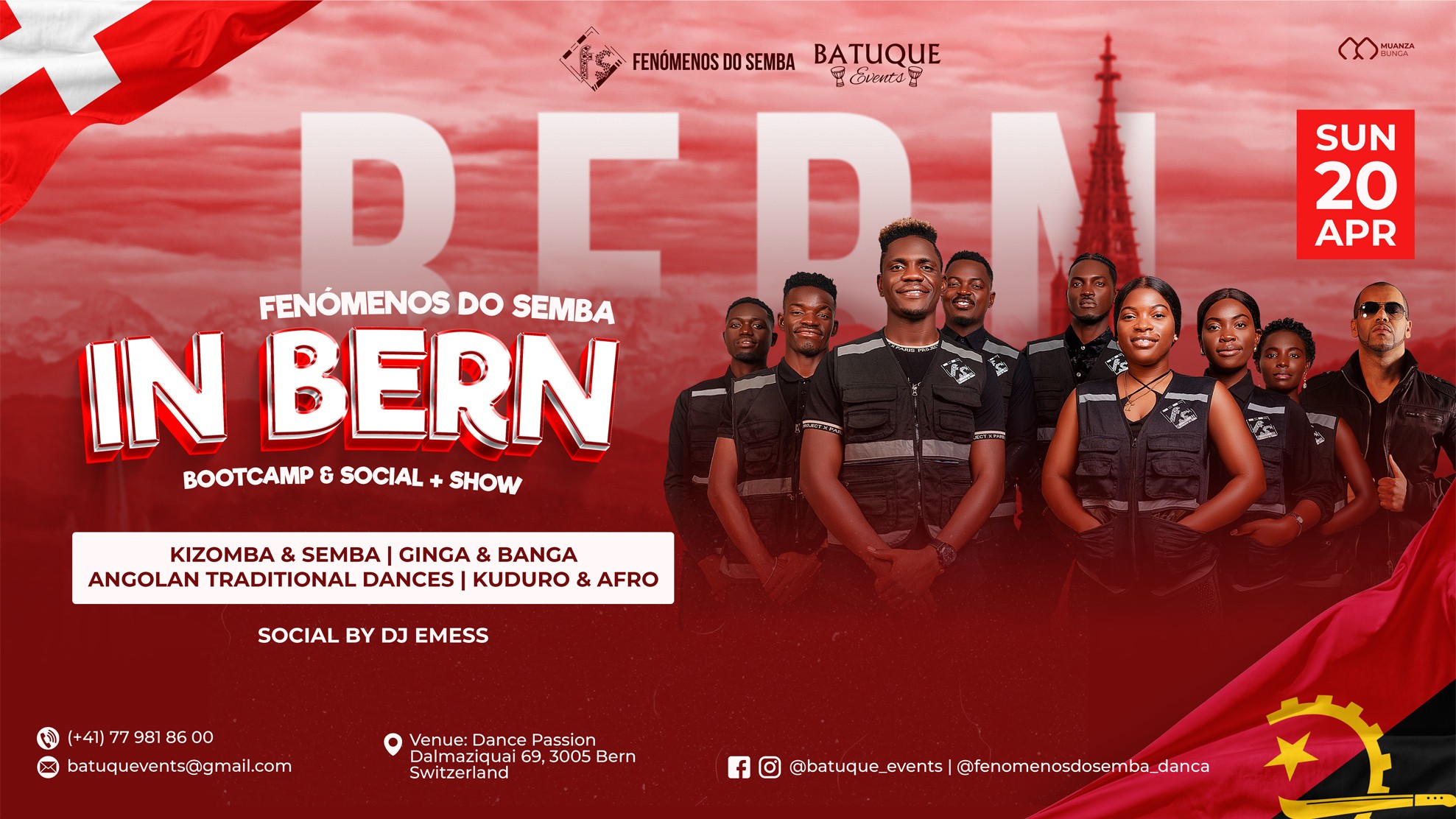 🌍🇦🇴 FENÓMENOS DO SEMBA Bootcamp + Social & Show Bern 🇨🇭