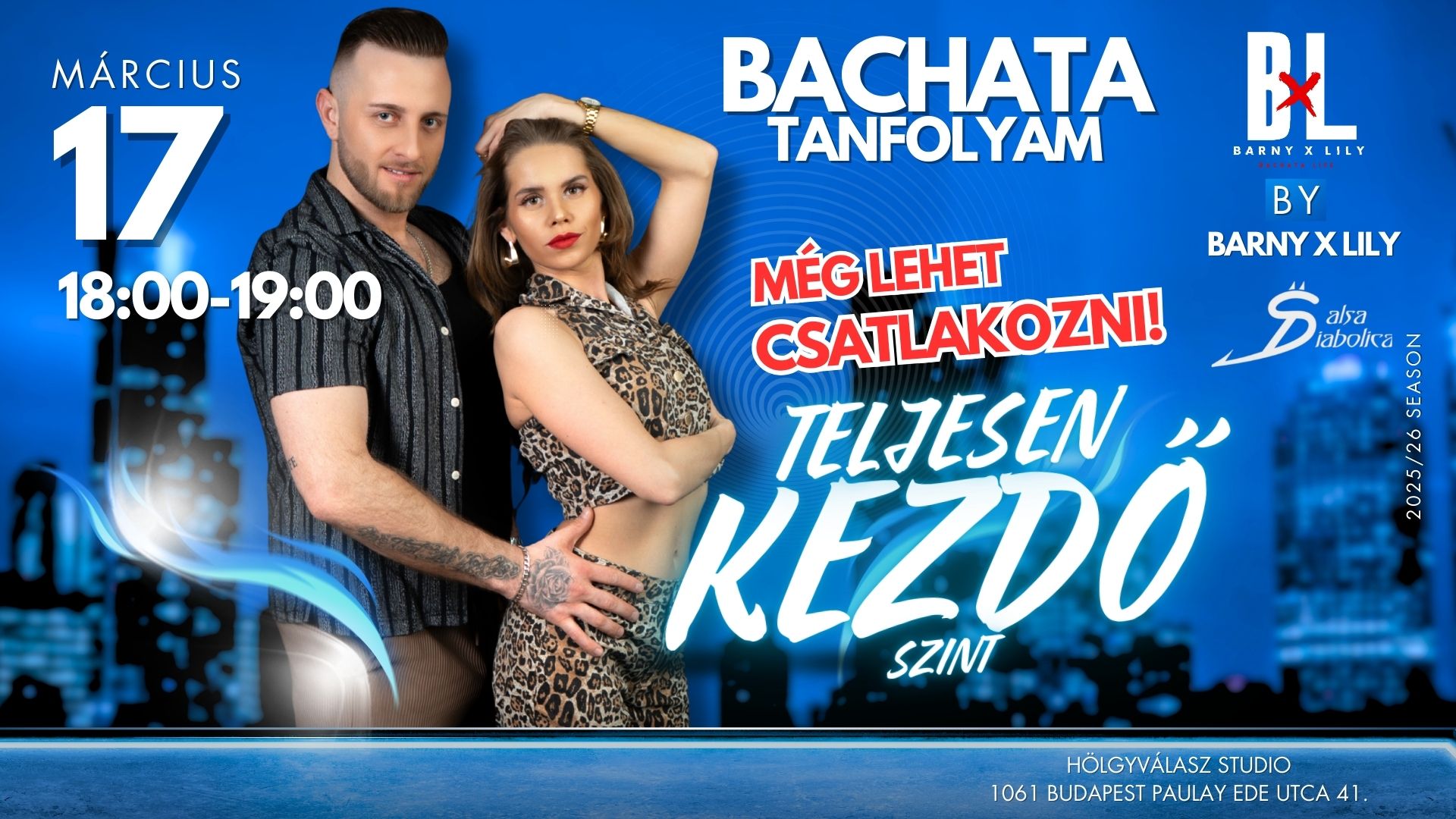 Bachata teljesen kezdő tanfolyam indult, még lehet csatlakozni Márc.17-én!