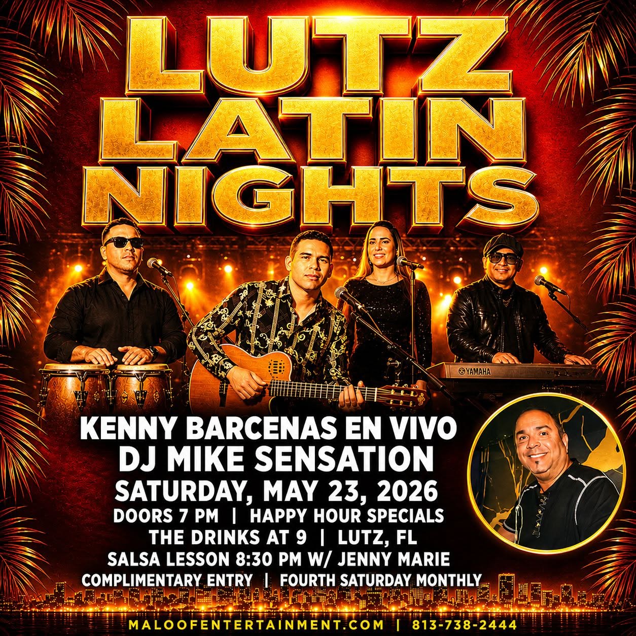 Lutz Latin Nights Kenny Barcenas en Vivo + DJ Mike Sensation The Drinks at 9 Lutz, FL