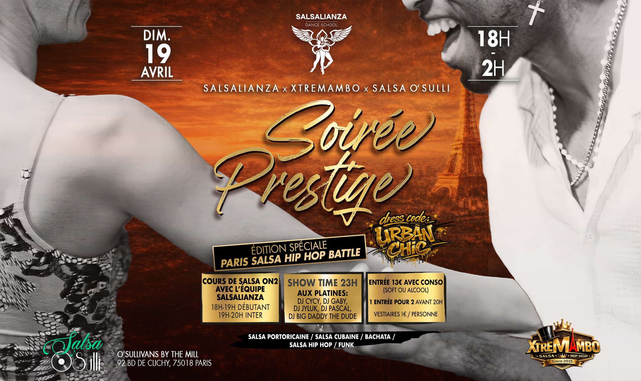 Soirée Prestige SalsAlianza x Xtremambo x Salsa O'Sulli - Dimanche 19 Avril 2026-