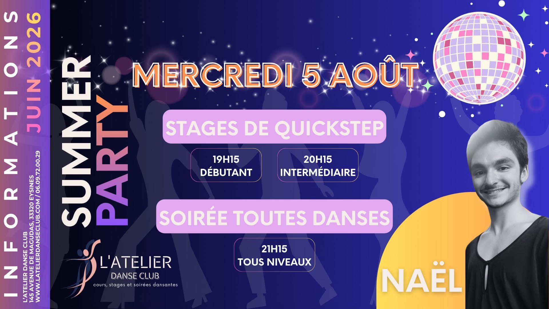 STAGES DE QUICKSTEP & SOIRÉE TOUTES DANSES - SUMMER PARTY 🌸