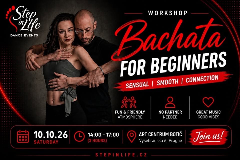 ❤️ Bachata Sensual - Sobota 24.10. 14:00-17:00 Pro začátečníky a mírně pokročilé