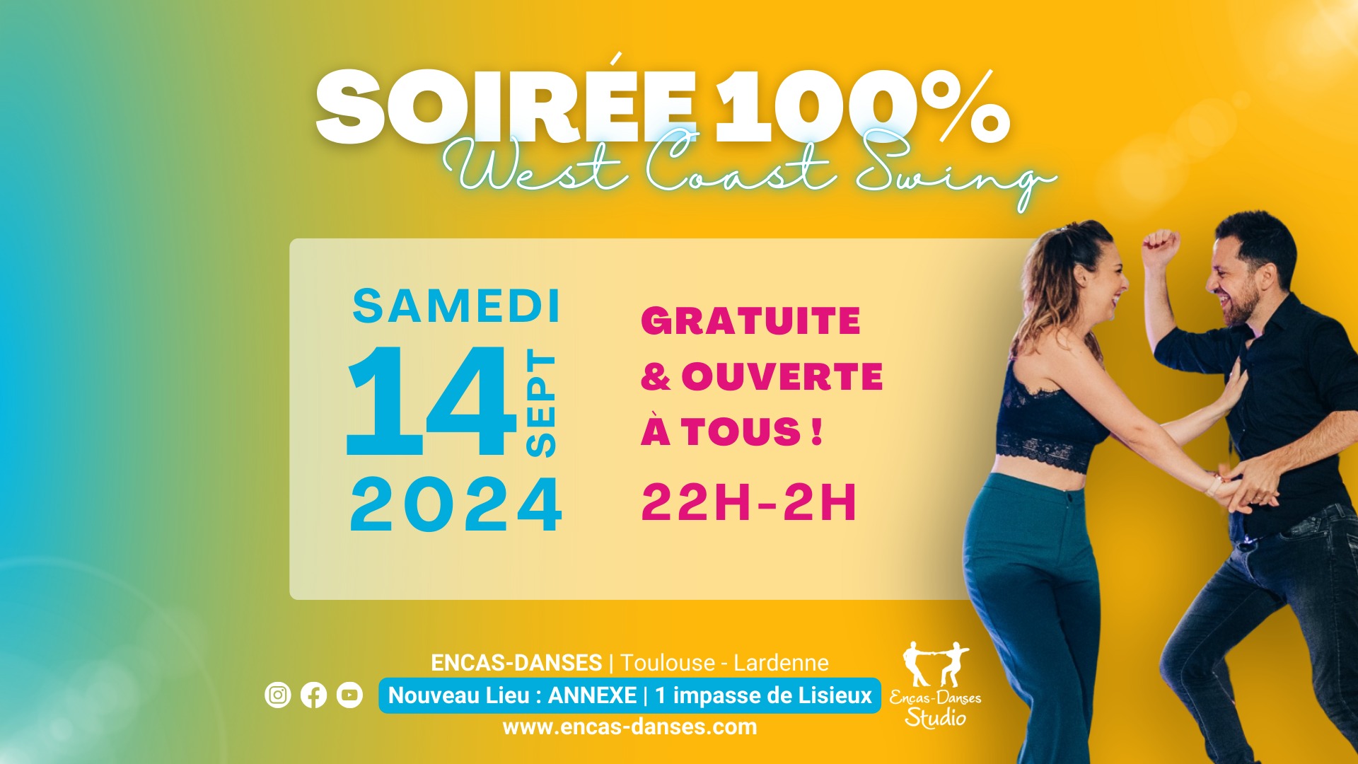 Soirée 100% West Coast Swing 100% Gratuite ouverte à tous à TOULOUSE