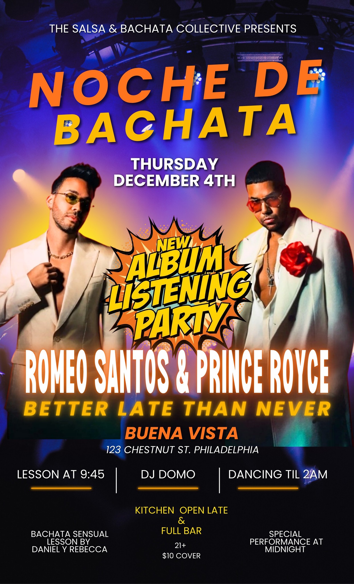 Noche de Bachata: “Better Late Than Never” New Album Listening Party