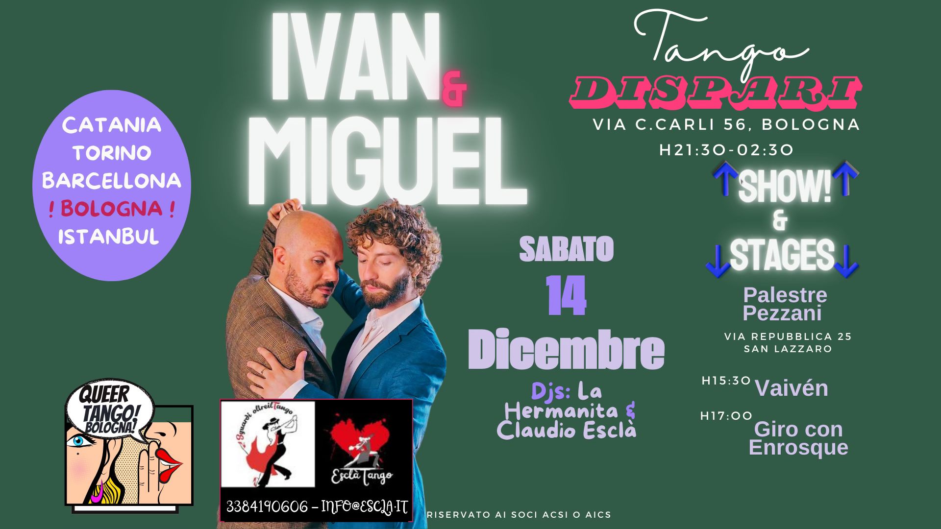 TANGO DiSPARi - SABATO 14 Dicembre!!- Milonga con ESiBiZiONE di Ivan Giuliano & Miguel Gallego.