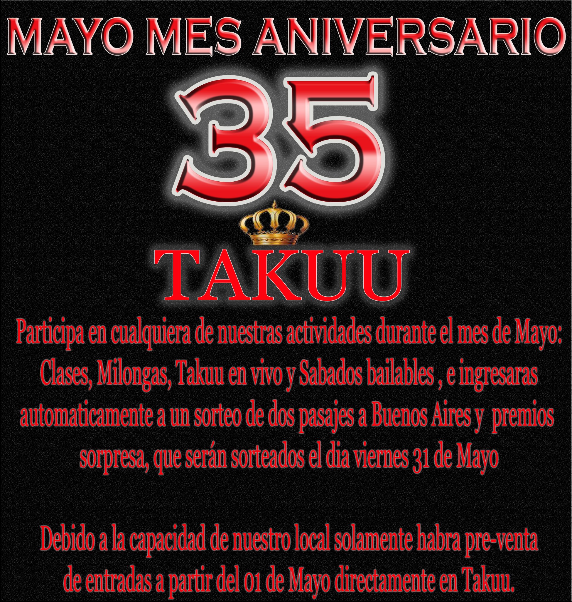 MILONGA DE GALA ANIVERSARIO EN TAKUU TANGO