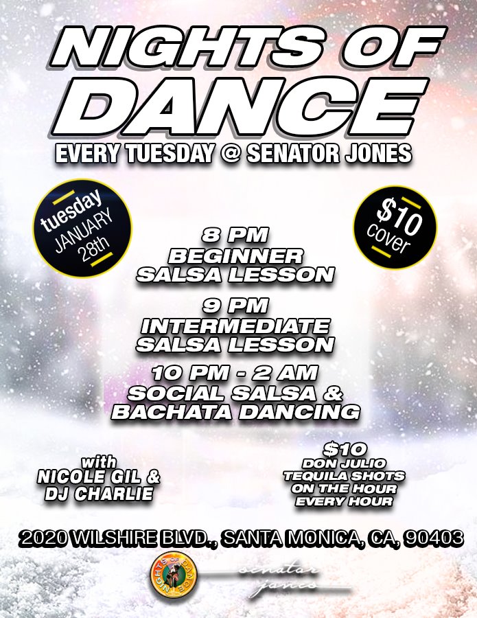 Salsa & Bachata at Sen Jones by Nights of Dance January 28th!