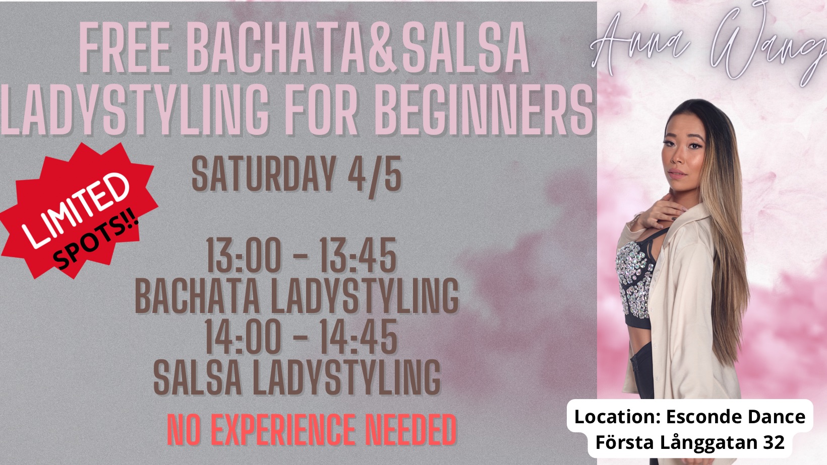 Gratis Prova På - Salsa & Bachata Ladystyling med Anna Wang🥳🔥