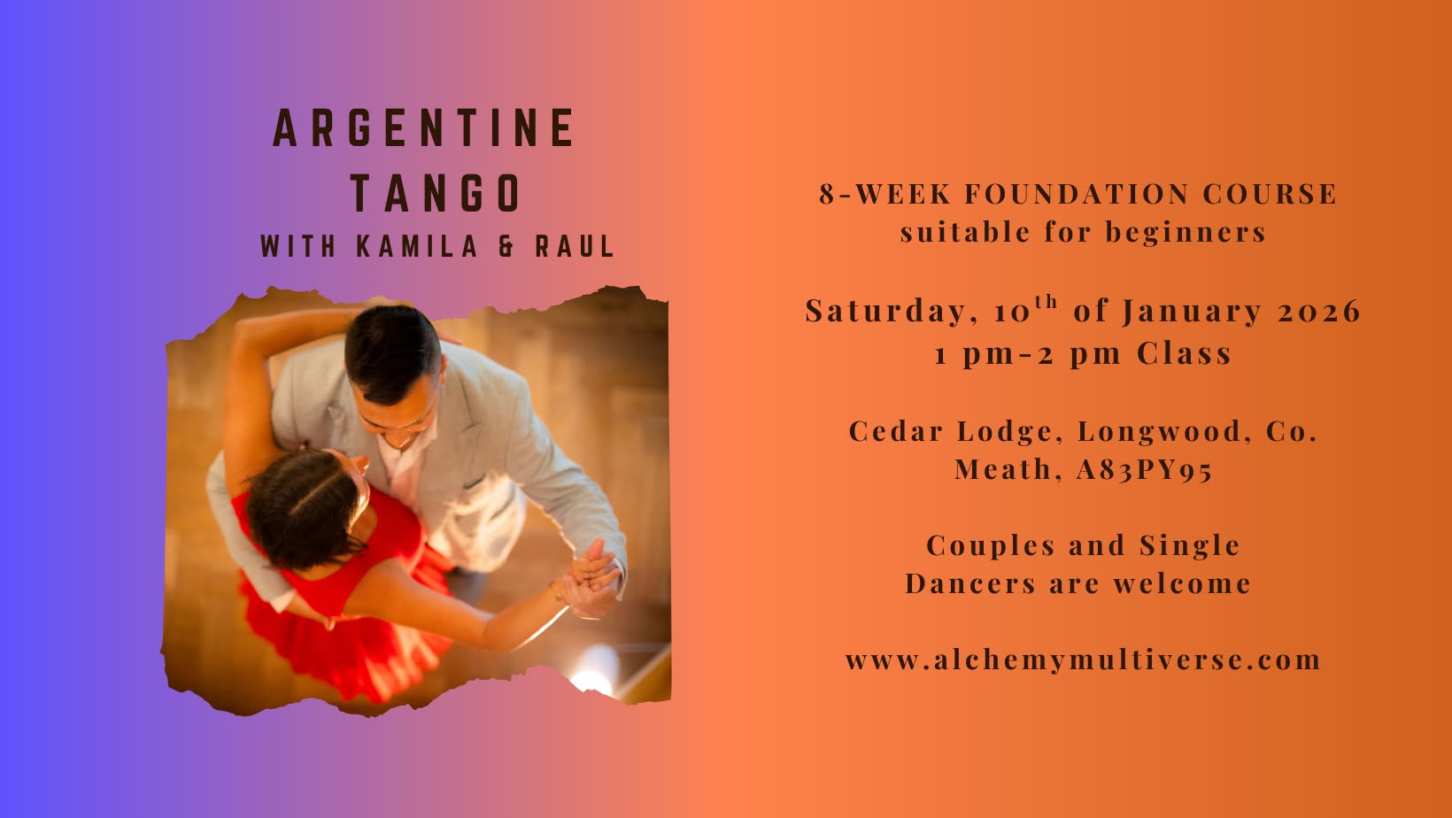 Argentine Tango Fundamentals Cedar Lodge, Co. Meath