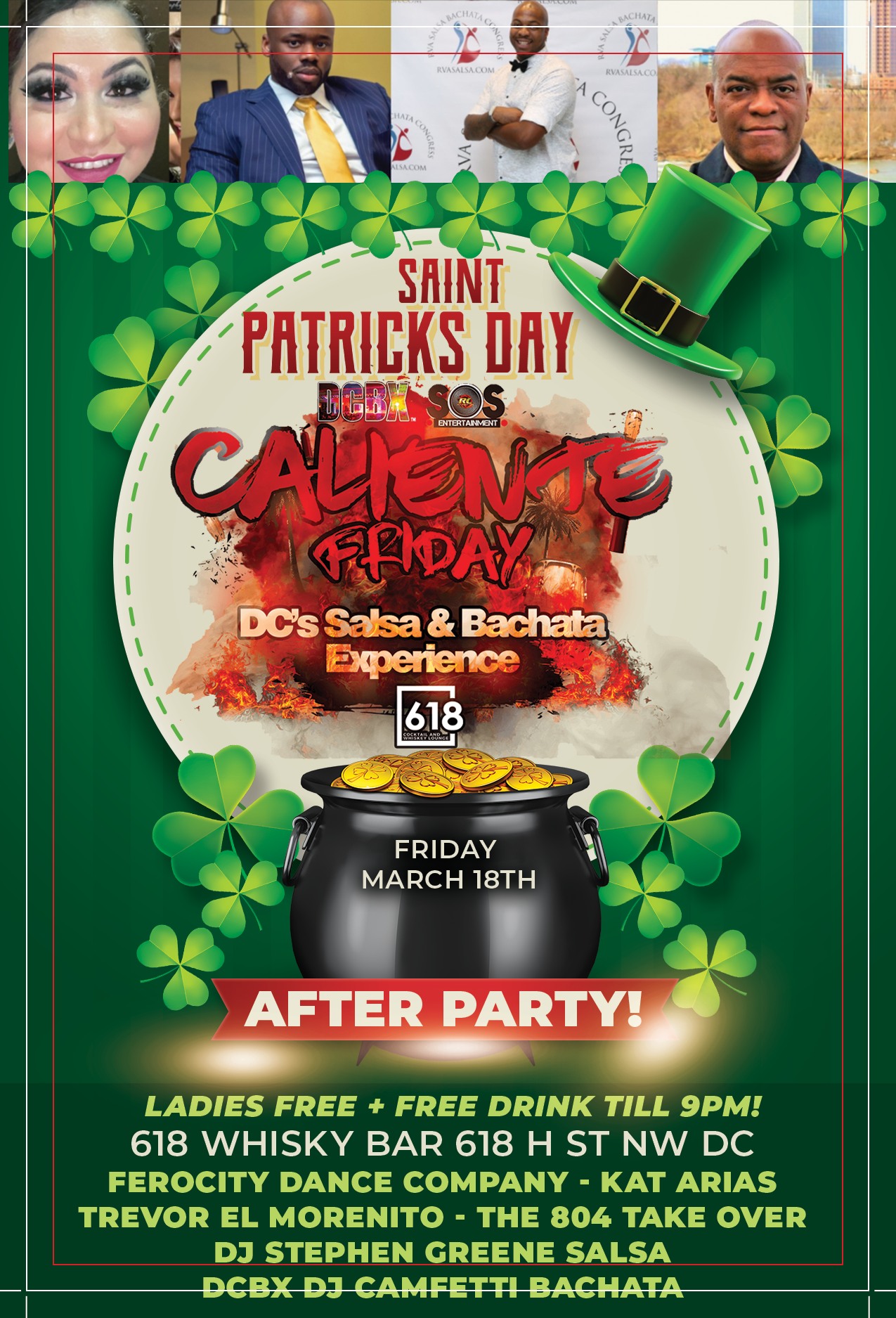 St Patrick Day Salsa Bachata After Party : A Green Theme Ferocity Dance Co and 804 Takeover