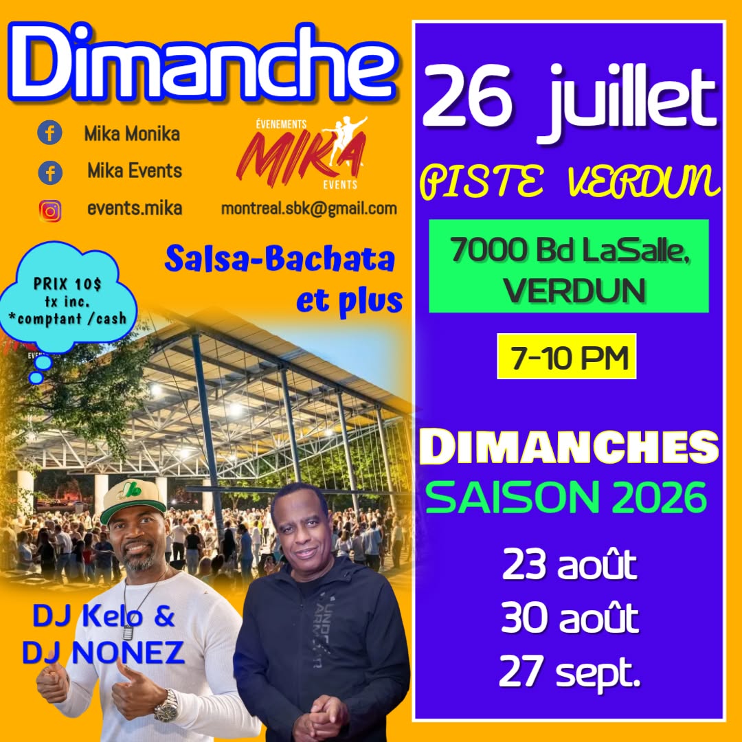 DIMANCHE 26 JUILLET ❤️ Piste Verdun, DJ Kelo & DJ Nonez