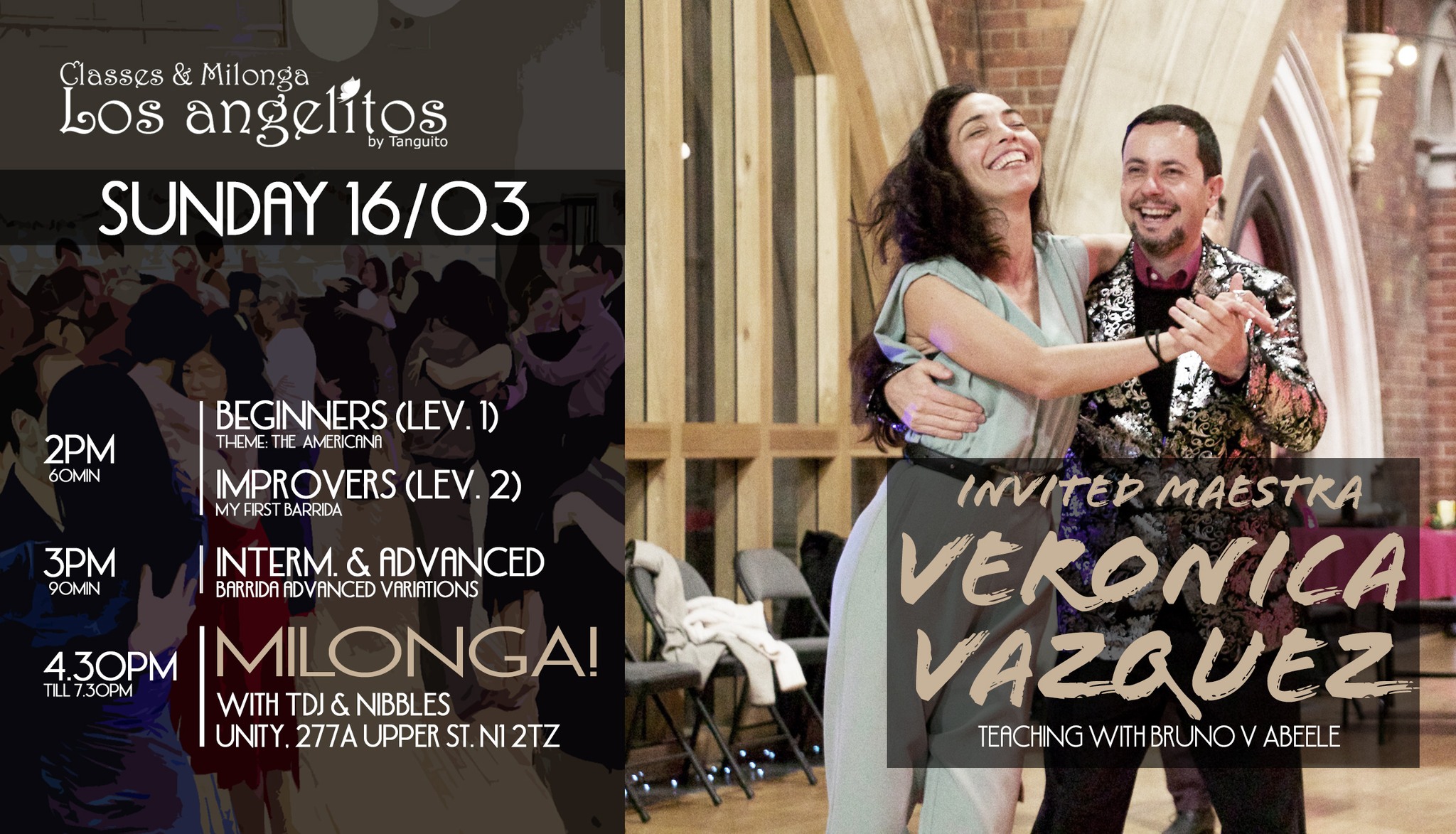16 03 LOS ANGELITOS with Veronica Vazquez & Bruno: 'FABULUS BARRIDAS' & full afternoon of tango