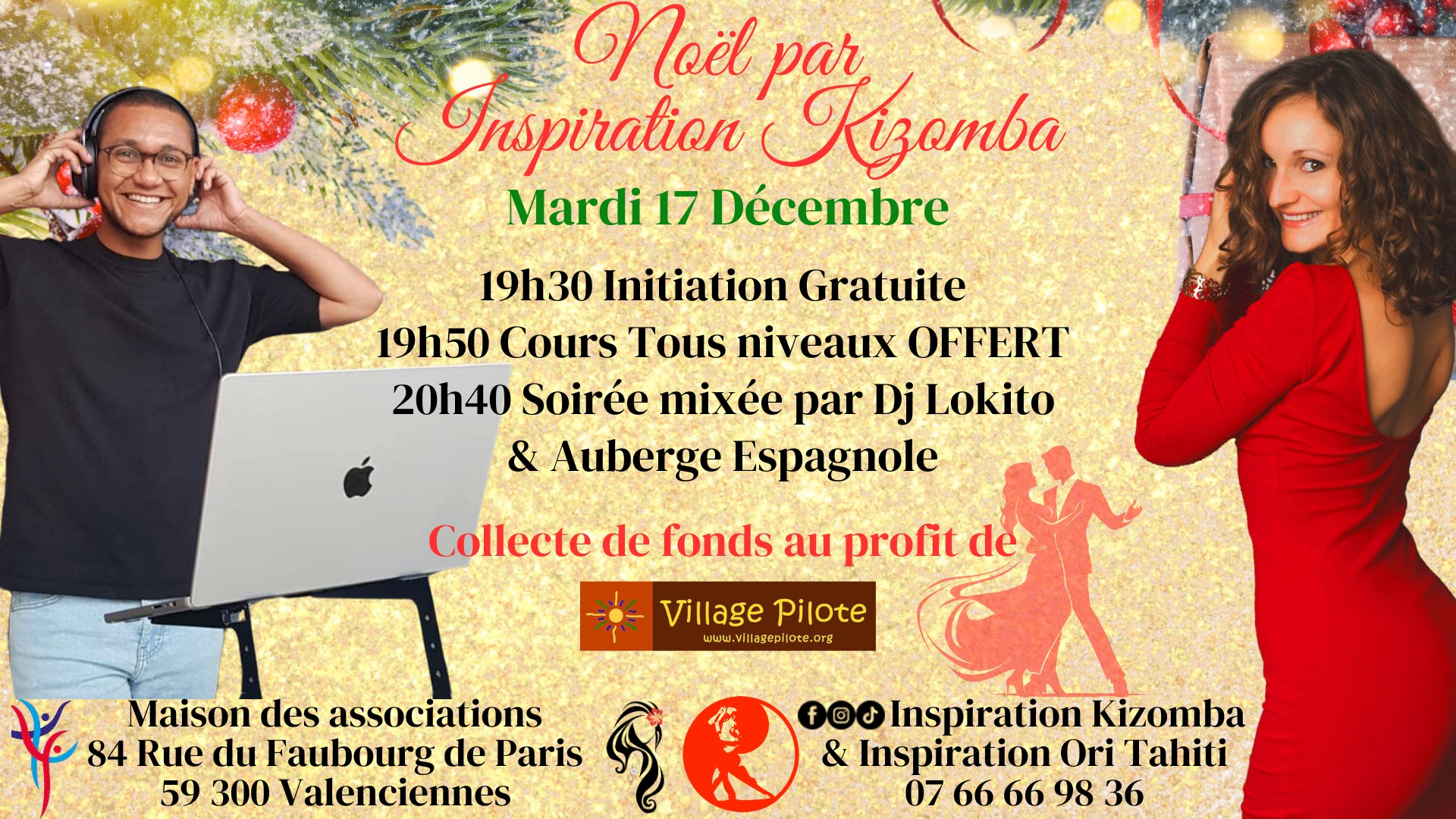 Noël par Inspiration Kizomba - Cours OFFERT - Soirée - Collecte de fonds pour Village Pilote Sénégal