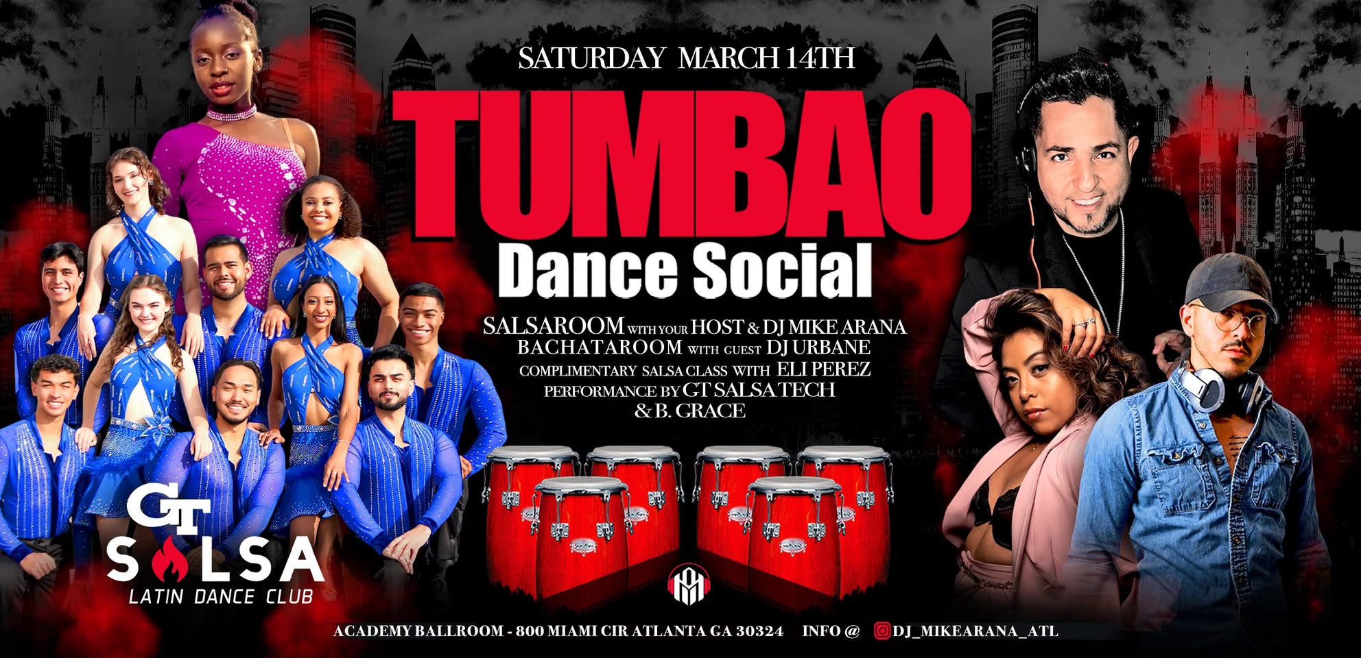TUMBAO Dance Social Ft. GT SALSA Tech & B.Grace, (2 ROOMS)