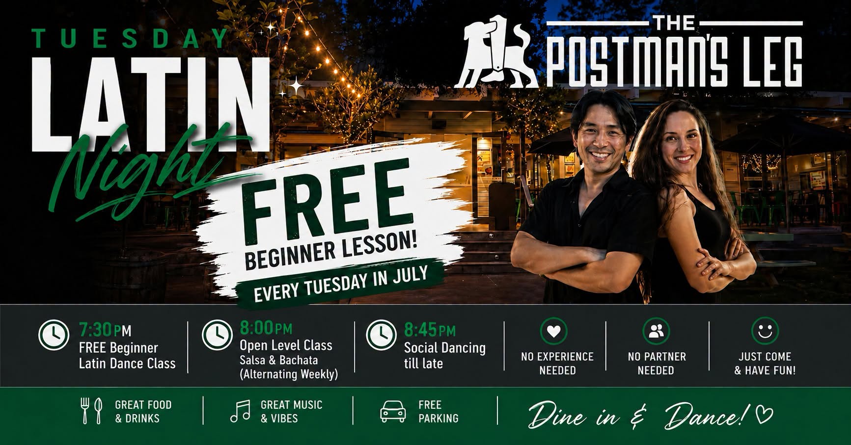 TUESDAY Latin Night at The Postman's Leg - Glenfield
