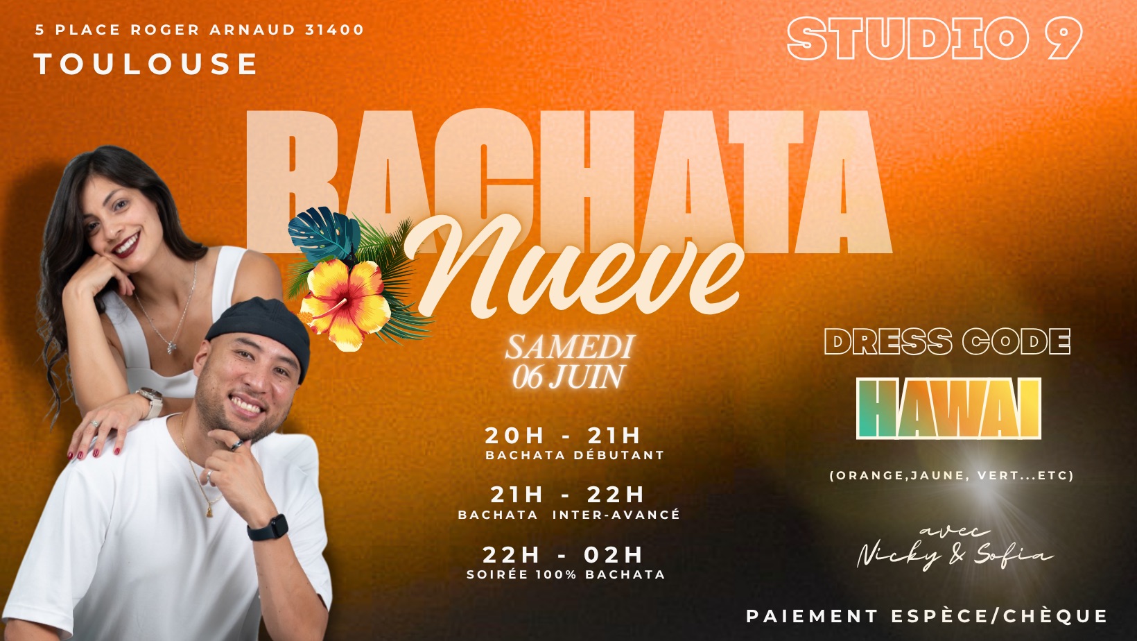 BACHATA NUEVE Samedi 6 juin 2026 avec Nicky et Sofia