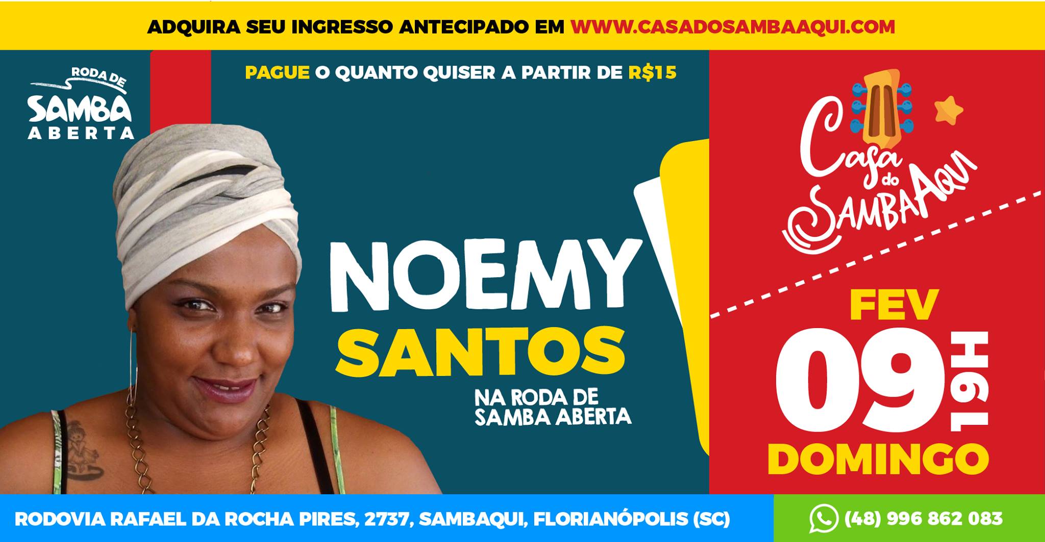 9.2 19h Noemy Santos na Roda de Samba Aberta