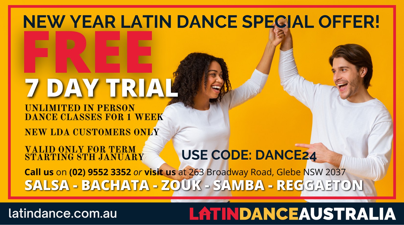 7 Days FREE lessons at LATIN DANCE AUSTRALIA