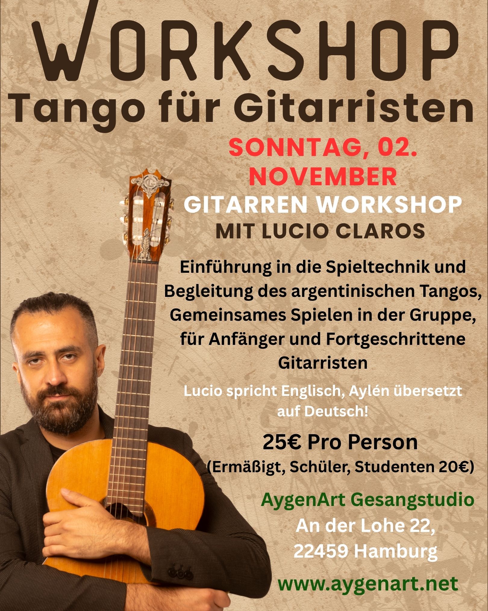 GITARREN WORKSHOP - Tango Argentino für Gitarristen - Mit Lucio Claros