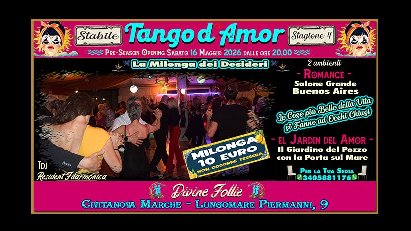 Tango D'Amor💖Pre-Season Opening-La Milonga nel Giardino in riva al mare di Civitanova Marche⛱
