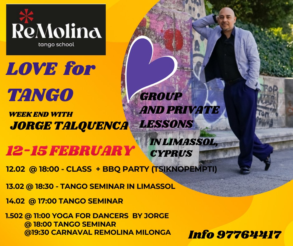 "Love for Tango" weekend with Jorge Talquenca 12-15 February, Cyprus
