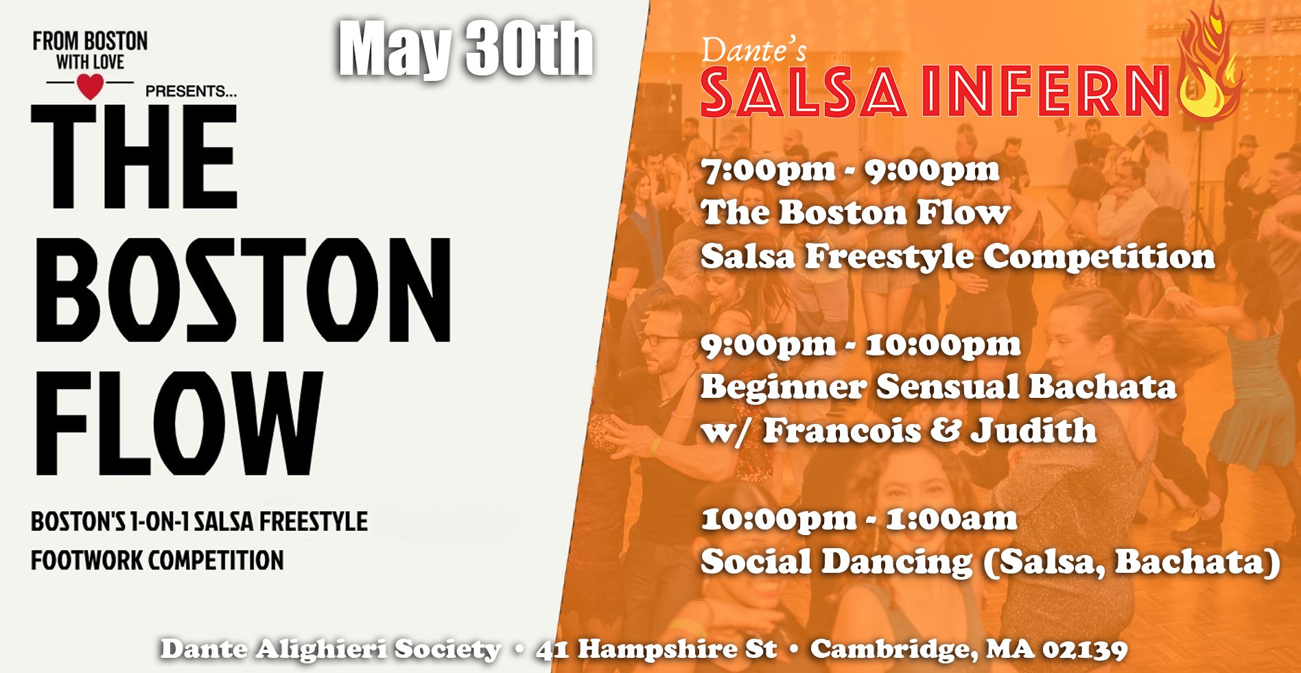 Dante's Boston Salsa & Flow Inferno May 30th Salsa Bachata Dance Social!