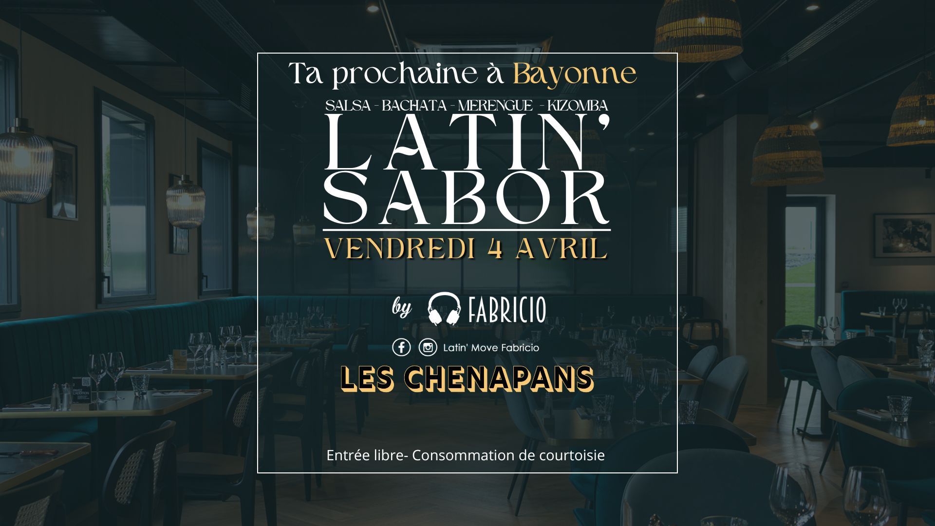 🔥Salsa Bachata Merengue Kiz: vend. 4 avril aux Chenapans