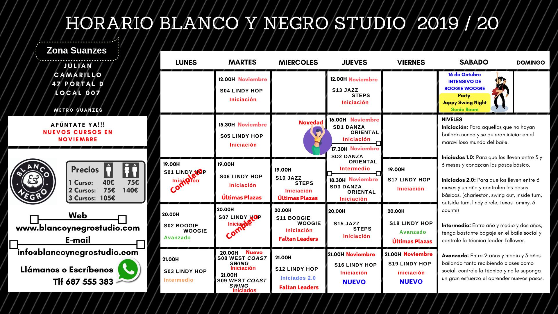 Incripción Nuevos Cursos en Noviembre en Blanco y Negro Studio.