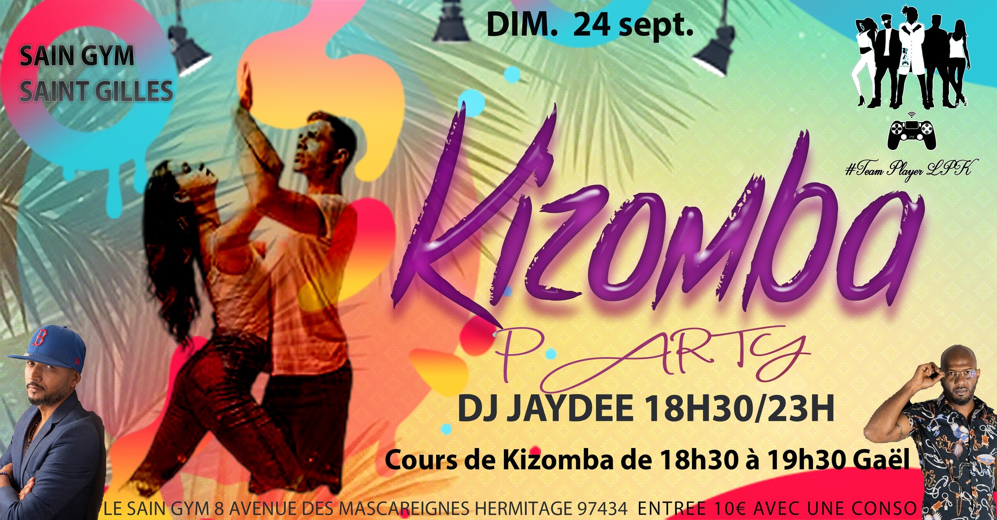 KIZOMBA Dimanche 24 SEPT de 18h30 à 23h au SAIN GYM à St Gilles Dj JAYDEE