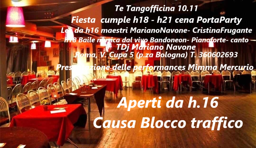 Tangofficina Lez.h16 M.Navone C.Frugante Cena PortaParty-Live music DJ M.Navone