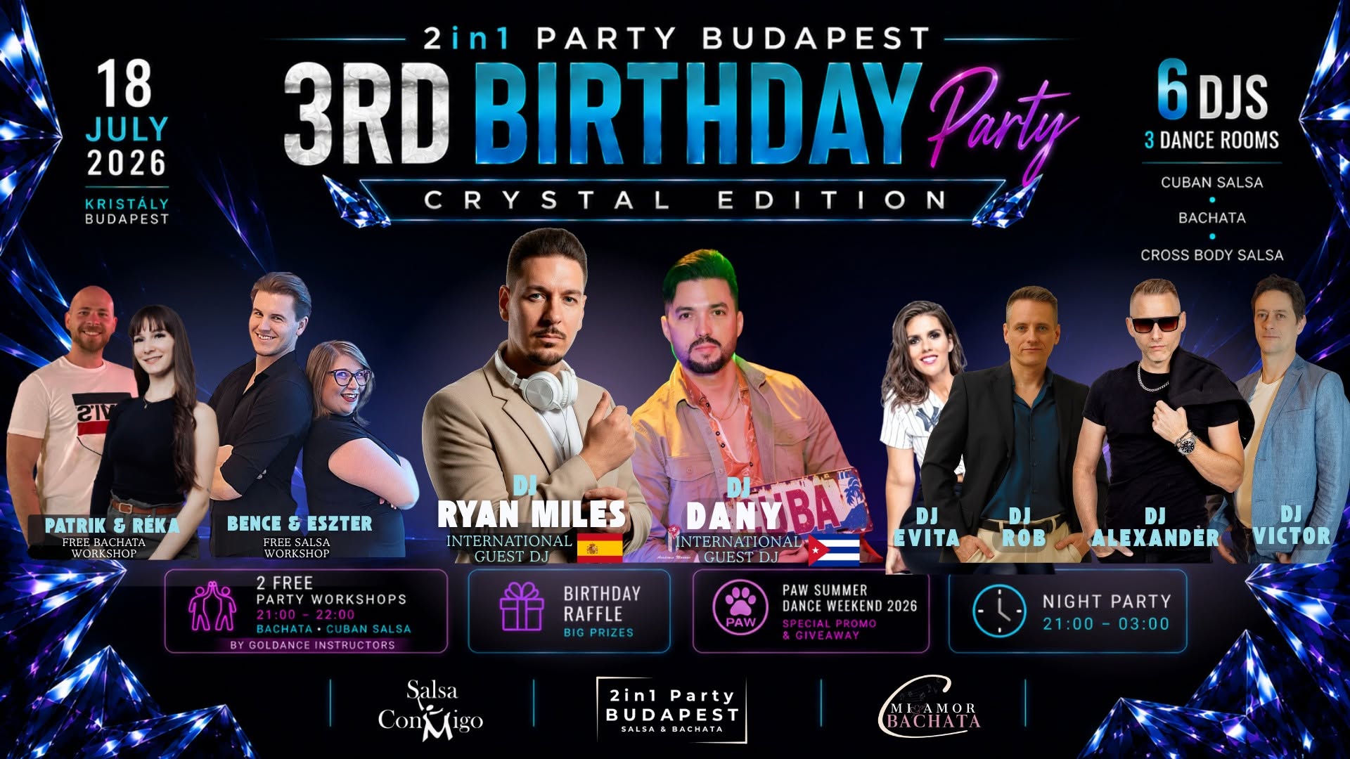 2in1 Party BUDAPEST Salsa & Bachata Night ✦ 3rd Birthday Party Crystal Edition