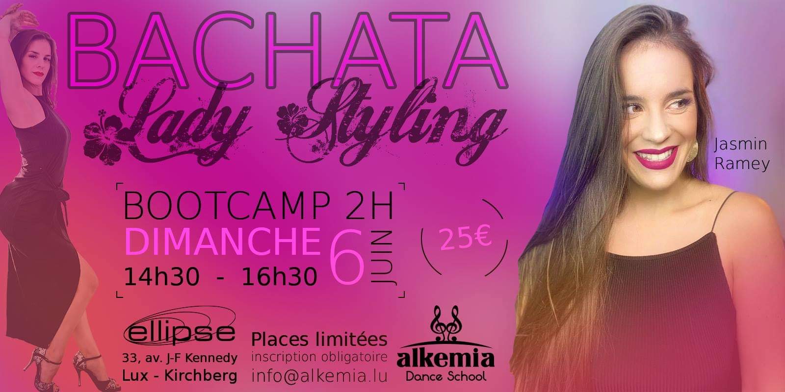 Bachata Ladystyling Bootcamp avec Jasmin dimanche, et workshops en couple samedi en exterieur
