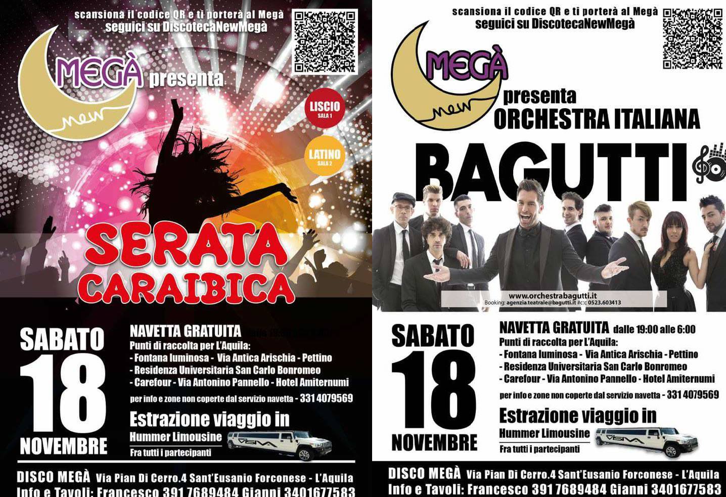 18 nov Discoteca New Mega' 3 sale liscio, latino e ristorante