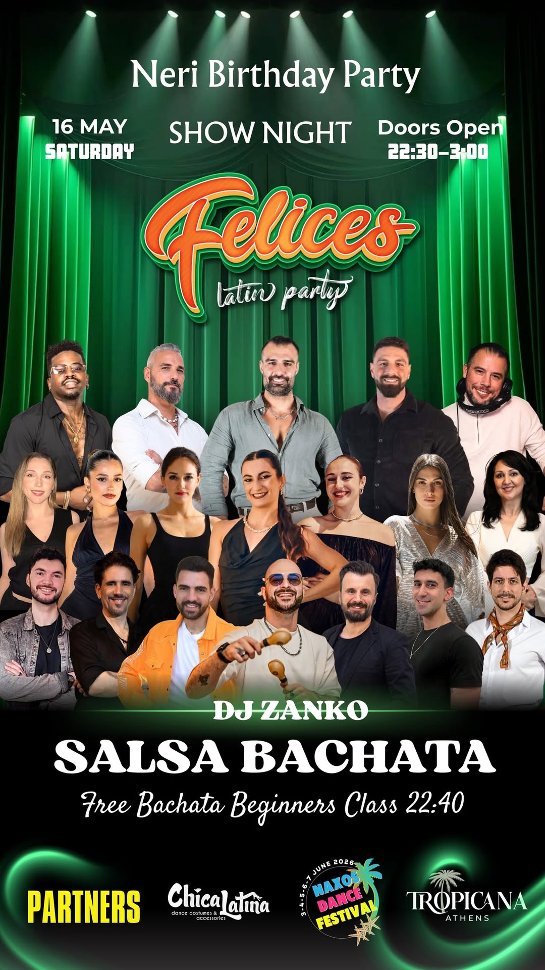 BACHATA SALSA PARTY Saturday 16 May FELICES At Tropicana Latin Bar Athens