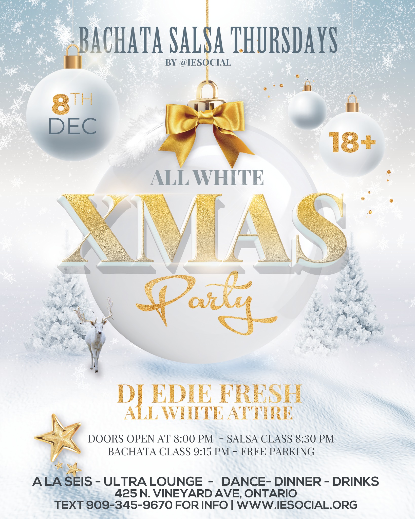 Bachata Salsa WHITE ATTIRE THURSDAY 12 8 2022 at A La Seis Ontario