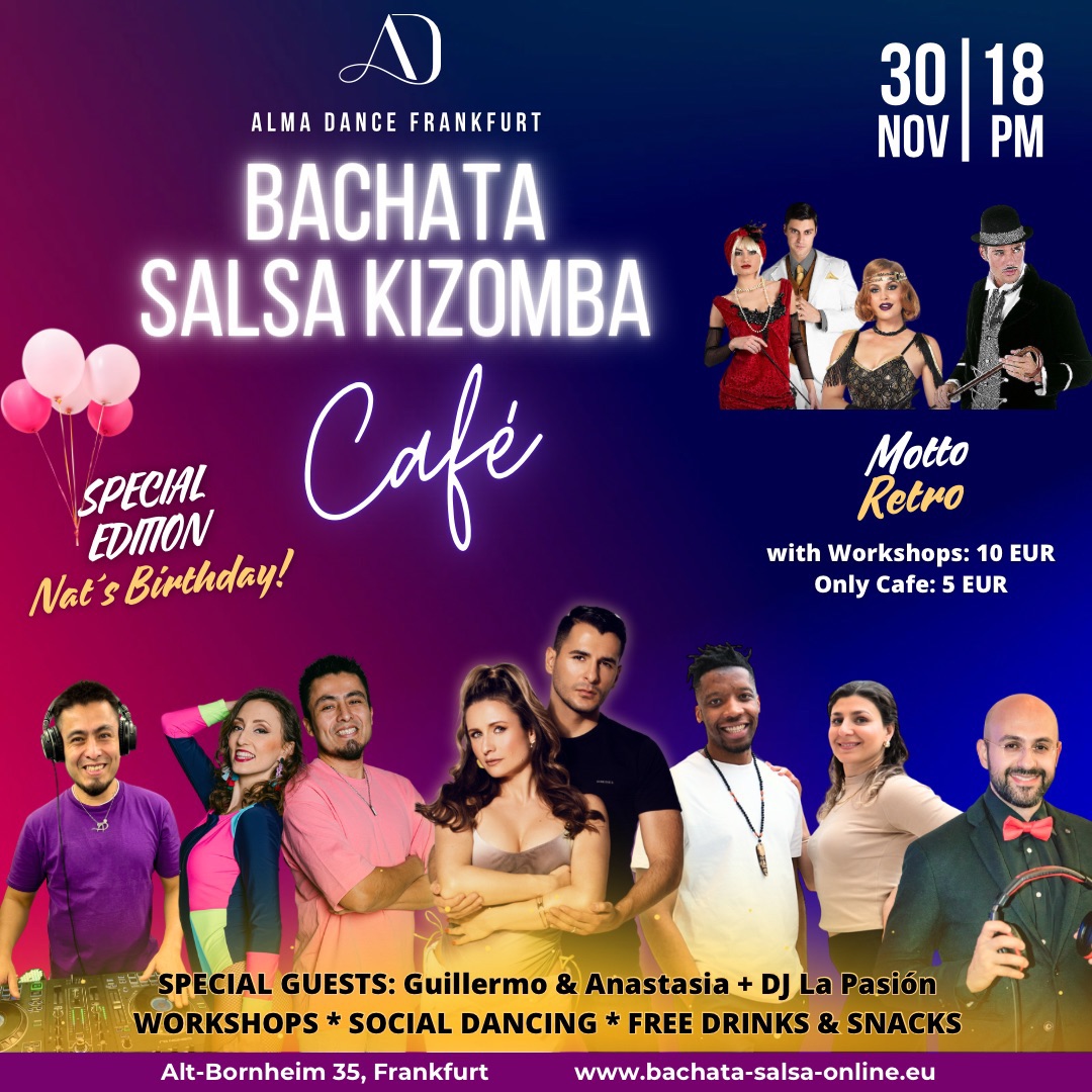 Bachata Salsa Kizomba Cafe Samstag 30 Nov - Alma Dance Frankfurt