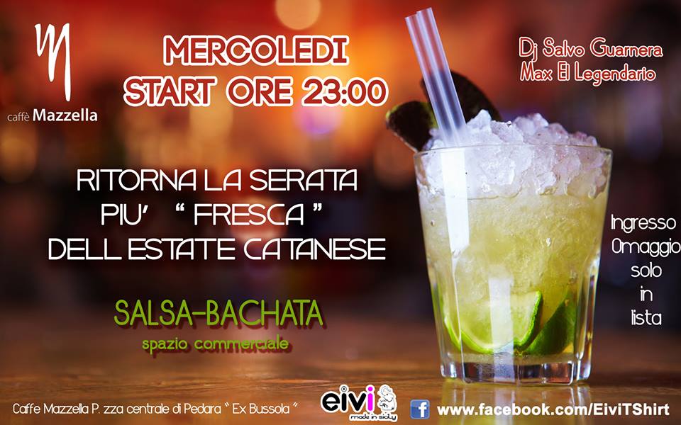Salsa al caffe' Mazzella, il mercoledi salsero, ingresso libero, solo in lista nominativa!