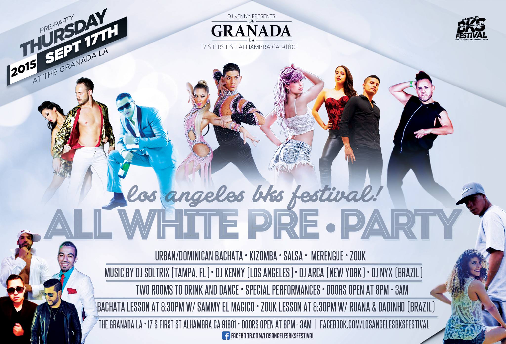 ZOUK ROOM with RUANA VASQUEZ, DADINHO & DJ NYX from Brazil ★ Los Angeles BKS Festival Pre-Party ★ Thursday, September 17 ★ TheGranadaLA