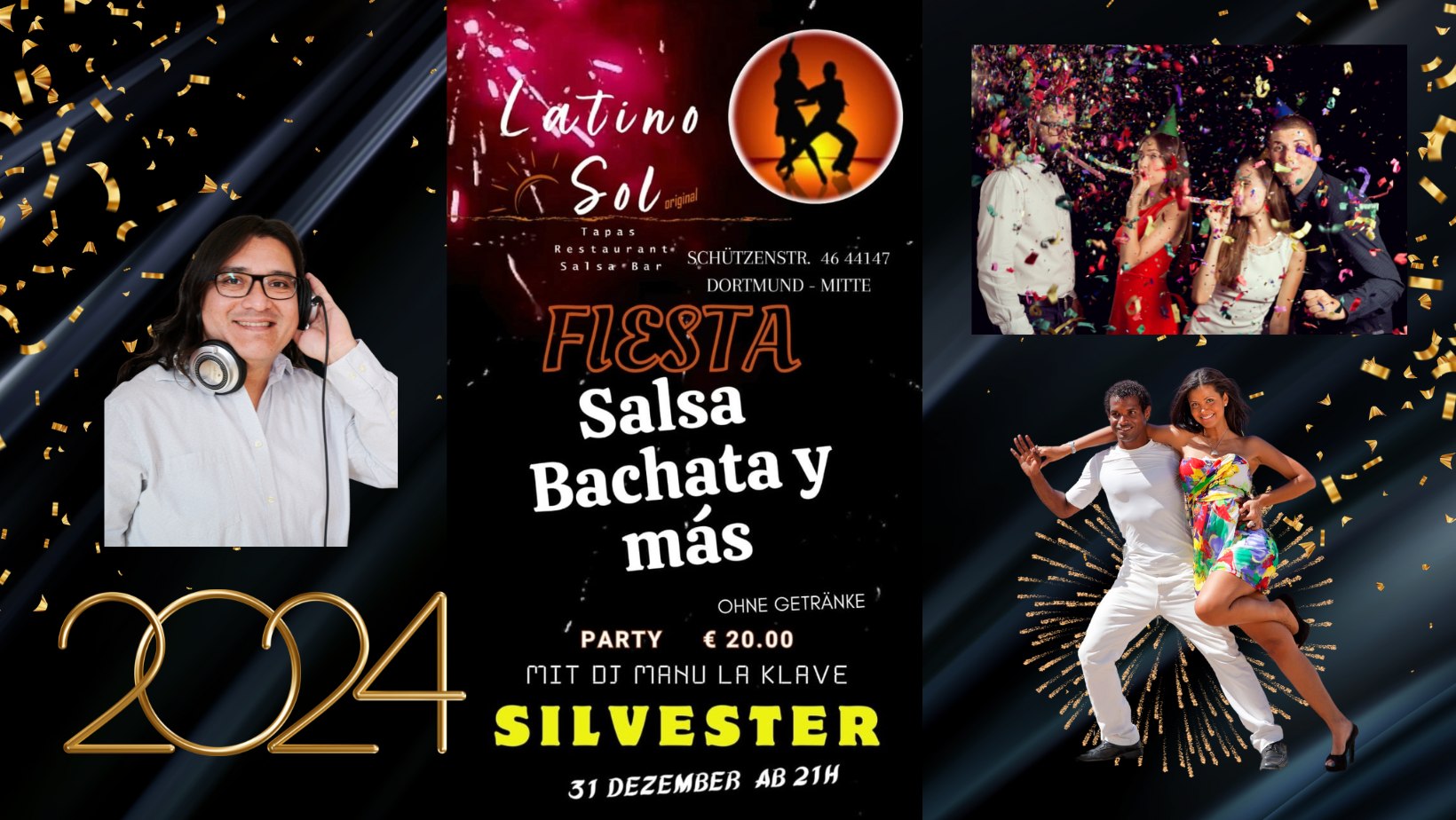 SILVESTER🎉🎊FIESTA de SALSA y BACHATA y más im Latino Sol Dortmund 🎉🎊
