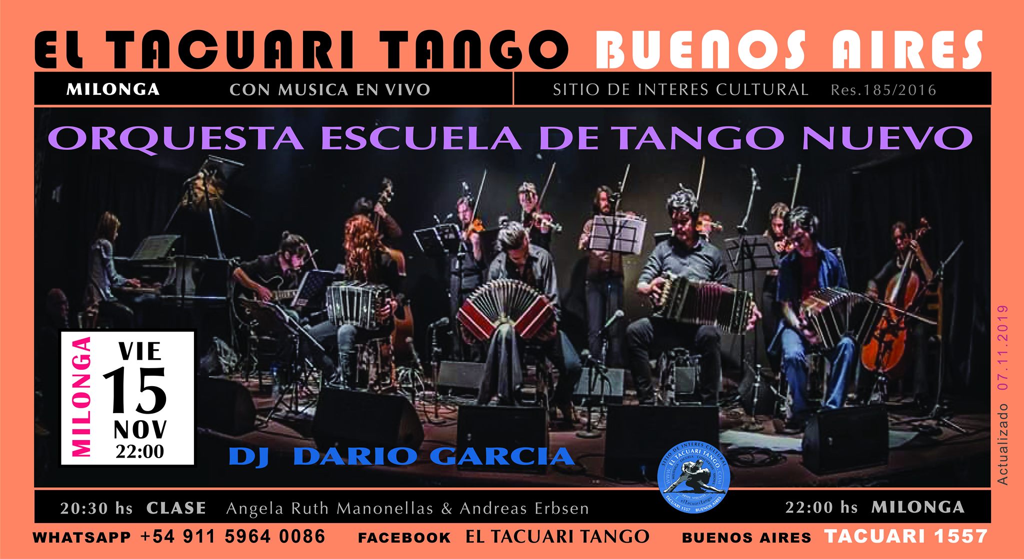 Viernes de milonga + Orquesta Tango Nuevo en vivo