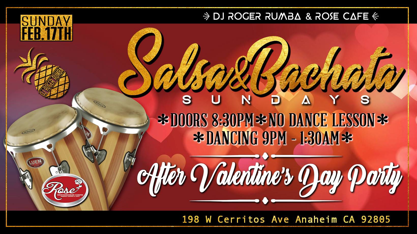 Salsa&Bachata Sundays FEB 17TH ~ Rose Cafe