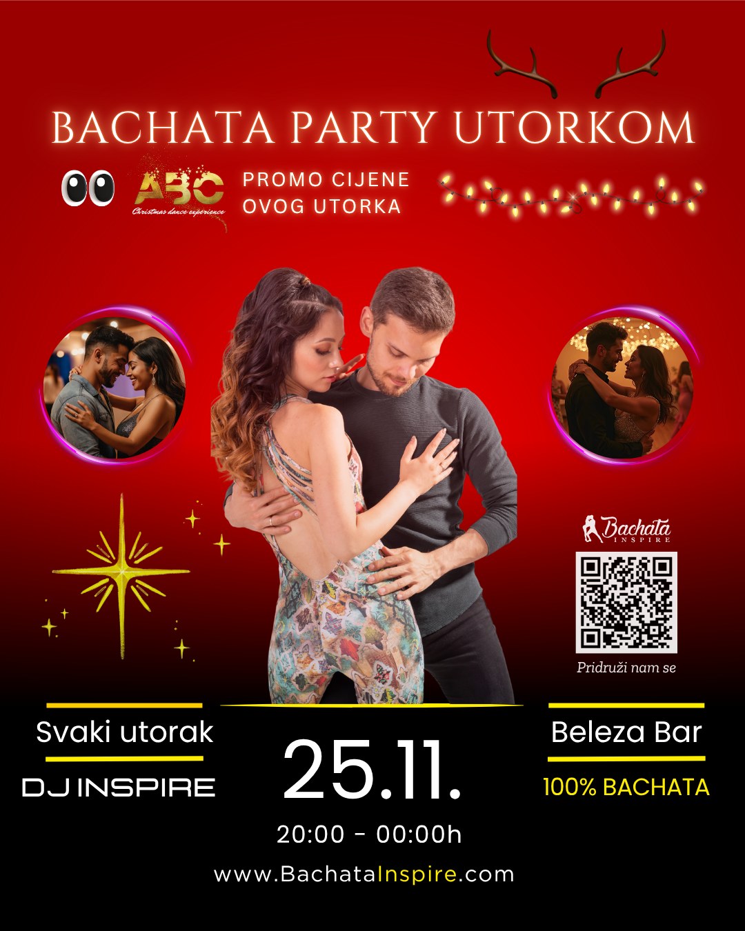 💯 Bachata Party UTORKOM 💜 25.11. ❗ABC u gostima 🔥 Najniže cijene PASS-eva na OVOME partiju!