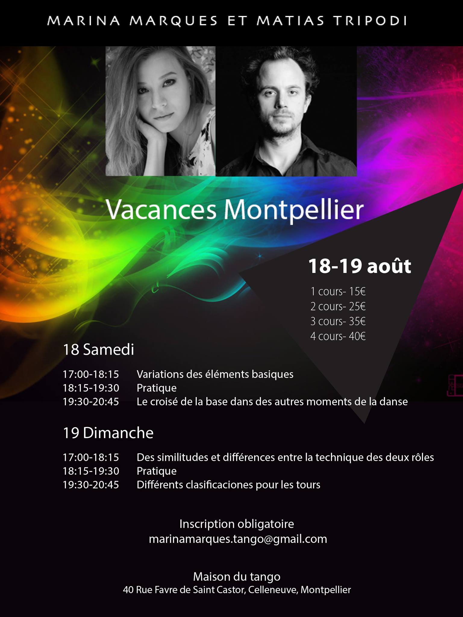 Marina Marques et Matias Tripodi Vacances montpellier
