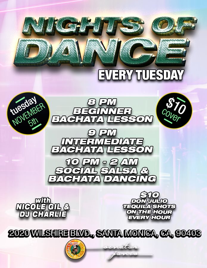 Bachata & Salsa at Sen Jones by Nights of Dance November 5th!